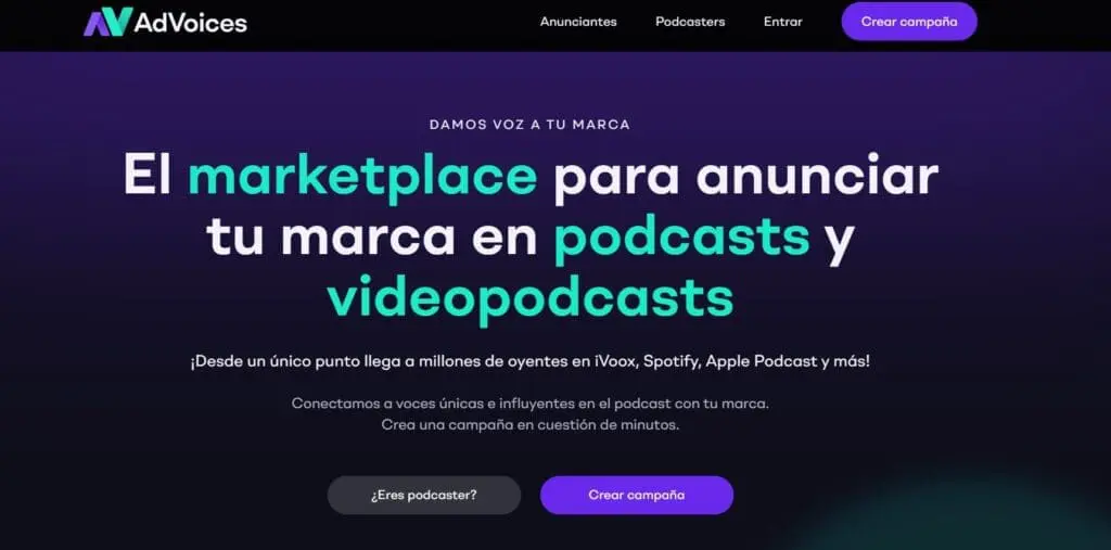 advoices plataforma asociada a ivoox para anunciar una marca